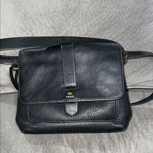 Fossil Black Leather Shoulder Bag